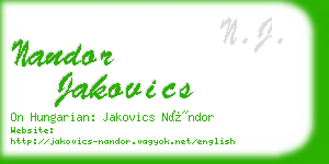 nandor jakovics business card